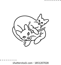 playing cats vector icon in outlines