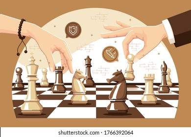 playing chess games vector illustration