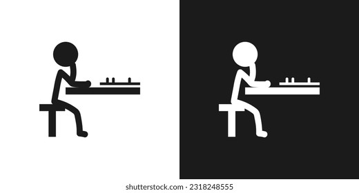 Reproduciendo el diseño vectorial del pictograma del icono de ajedrez. Símbolo de símbolo de símbolo de símbolo del icono del jugador de ajedrez de la figura del teclado