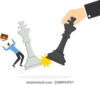 Playing chess wins against opponents, Vector illustration in flat style


