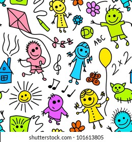 Playing children colorful seamless pattern.