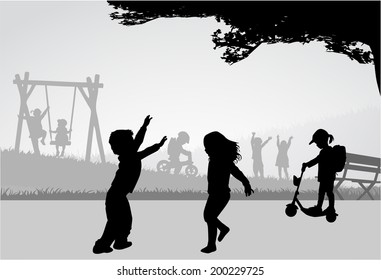 Playing children on a playground.