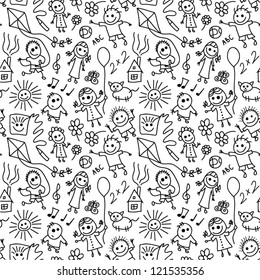 Playing children vector seamless pattern.