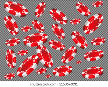 Playing Chips falling on transparent background. Vector illustration