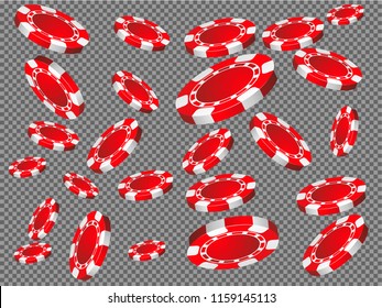 Playing Chips falling on transparent background. Vector illustration