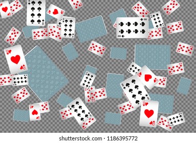 Playing Chips falling on transparent background. Vector illustration