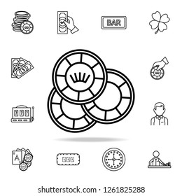playing chips icon. Detailed outline set of casino element icons. Premium graphic design. One of the collection icons for websites, web design