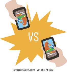 Jugar un juego competitivo en la ilustración del Pop de tu smartphone