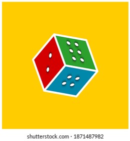 Playing cube 3D, red, green, blue
