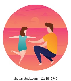 Playing daughter flat icon design