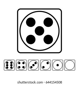 Playing Dice Flat Icons Vector Set. For Playing Board Casino Game. Isolated On White