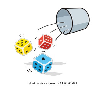 Playing Dice in a Game, vector illustration isolated on white background, eps