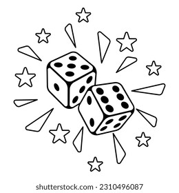 Playing dice illustration. Game craps image. Casino and betting background.