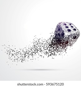 playing dice made with flowing particles background