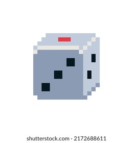 Playing dice pixel art style icon. Isolated vector illustration. Design for logo, sticker, app. Game assets 8-bit sprite.