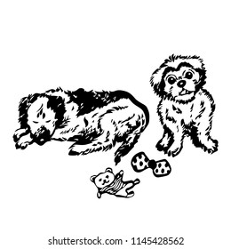 playing dog vector illustration design hand drawing
