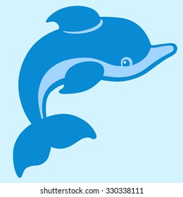 Playing dolphins cartoon drawing