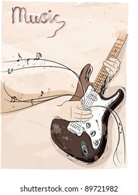 Playing electric guitar - vector abstract