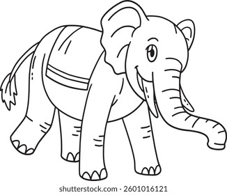 Playing Elephant Isolated Coloring Page for Kids 