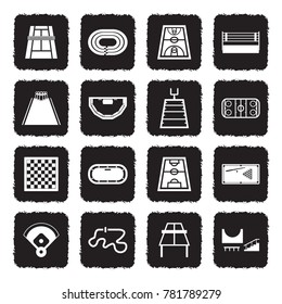 Playing Fields Icons. Grunge Black Flat Design. Vector Illustration. 