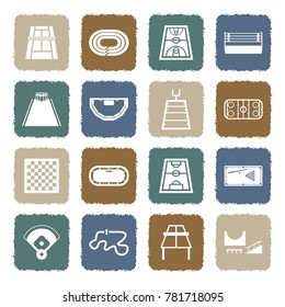 Playing Fields Icons. Grunge Color Flat Design. Vector Illustration. 