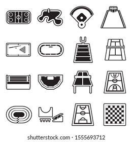 Playing Fields Icons. Line With Fill Design. Vector Illustration.
