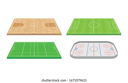 Playing Fields for Sport Games Like Football Vector Set