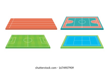 Campos de juego para juegos deportivos como juego de vectores de fútbol