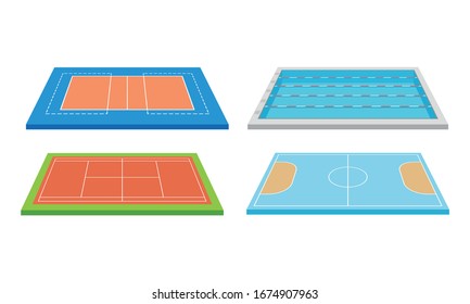 Playing Fields for Sport Games Like Tennis Vector Set