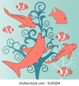 playing fish vector