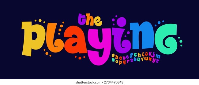 Jugando Font Logo Alfabeto Vector Carnaval Letra Set Color Tipografía Tribal, Diseño Tipográfico Creativo para Diversión Kid Título, Partido Póster Titular, Logotipo Del Festival, Fuentes de Cumpleaños. Tipografía de Vector