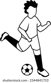 Playing Football isometric Concept, Work Life Balance Vector Icon Design, Free time activities Symbol, Extracurricular activity Sign, hobbies interests Stock Illustration