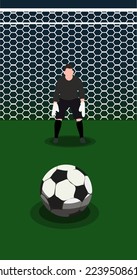 Playing football on the field with a ball. Scoring a goal. Imitation of a football game. The theme of football. The movement of the ball along the line. Banner printing, flyers.