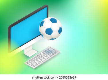 Playing football via internet applications concept. Vector concept 