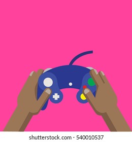 playing game using blue joy stick game pad