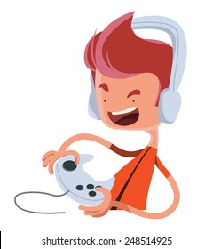 Playing the game vector illustration cartoon character