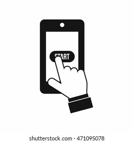 Playing games on smartphone icon in simple style on a white background
