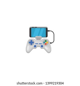 Playing games on smartphone vector on a white background