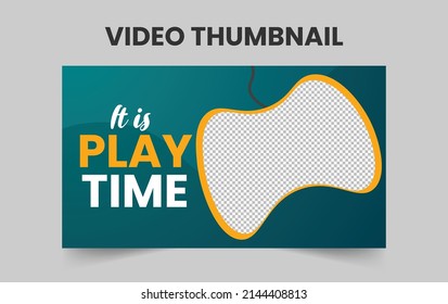 Playing Games Video Thumbnail Template Design. Modern Thumbnail design template.