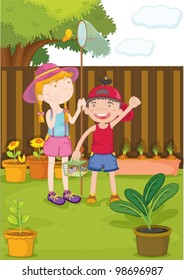 playing in the garden
