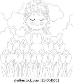 playing girl cartoon coloring page