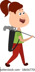 Playing golf, illustration, vector on white background.