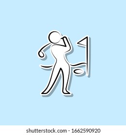 Playing golf sticker icon. Simple thin line, outline vector of travel icons for ui and ux, website or mobile application