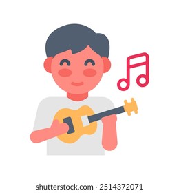 Playing Guitar Flat Icons, Vector illustration