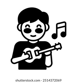 Tocar la guitarra Glyph Icon, Ilustración vectorial