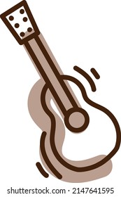 Playing guitar hobby, illustration, vector on a white background.