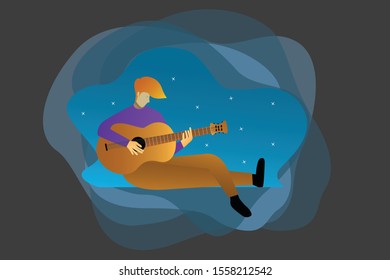 Playing the Guitar illustration background flat design