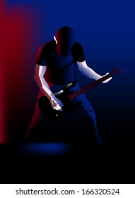 playing guitar on black background