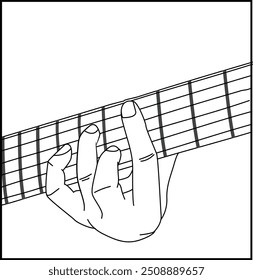 playing guitar picture in the frame with artstyle line art vector