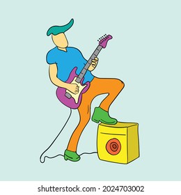 playing guitar vector doodle art illustration